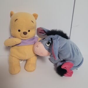 Fisher Price Disney Baby Winnie The Pooh Plush Rattle & Eeyore Plush Toy 10"
